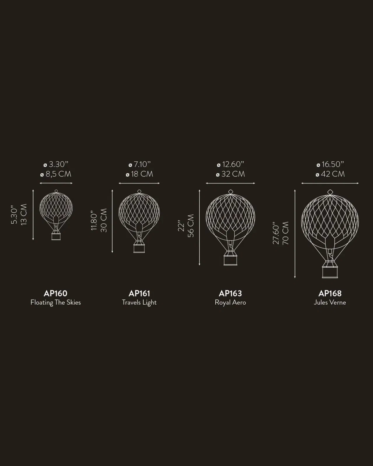 Luftballong, LITEN, Floating the skies, Svart, Diameter 8,5 cm