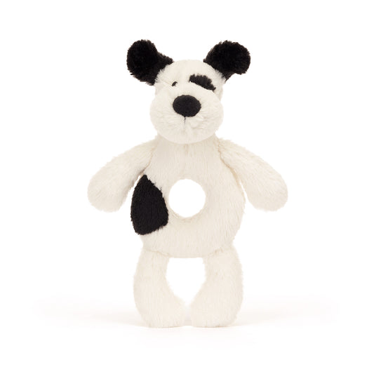 Skallra, Bashful Black & Cream Puppy Ring - Jellycat