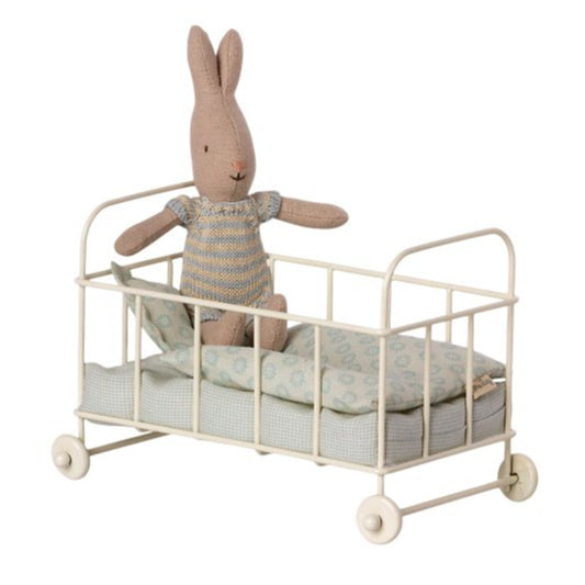 Miniatyr, Spjälsäng, Micro/My, Vit/Blå - Maileg