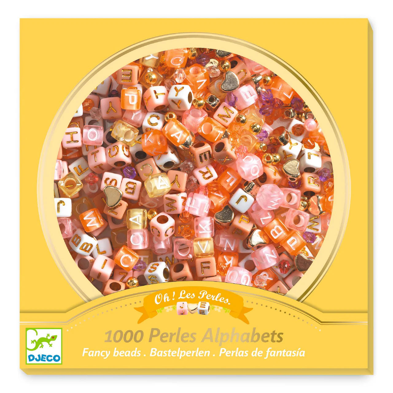 Guldfärgade bokstavspärlor (1000st), Alphabet Beads, Gold - Djeco