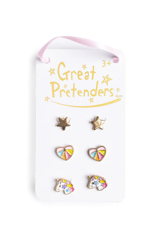 Boutique Cheerful Studded Earrings, 3 Pairs