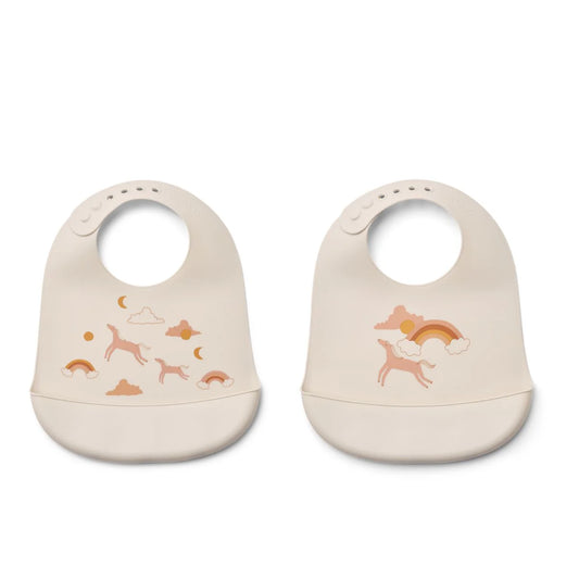 Tilda Printed Bib 2-Pack, Dream/Ecru