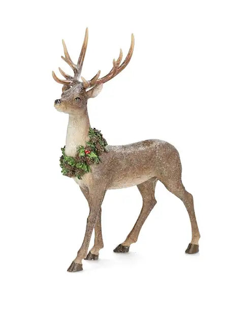 Dekor, Stående Hjort med Krans, 39 cm - Alot Decoration