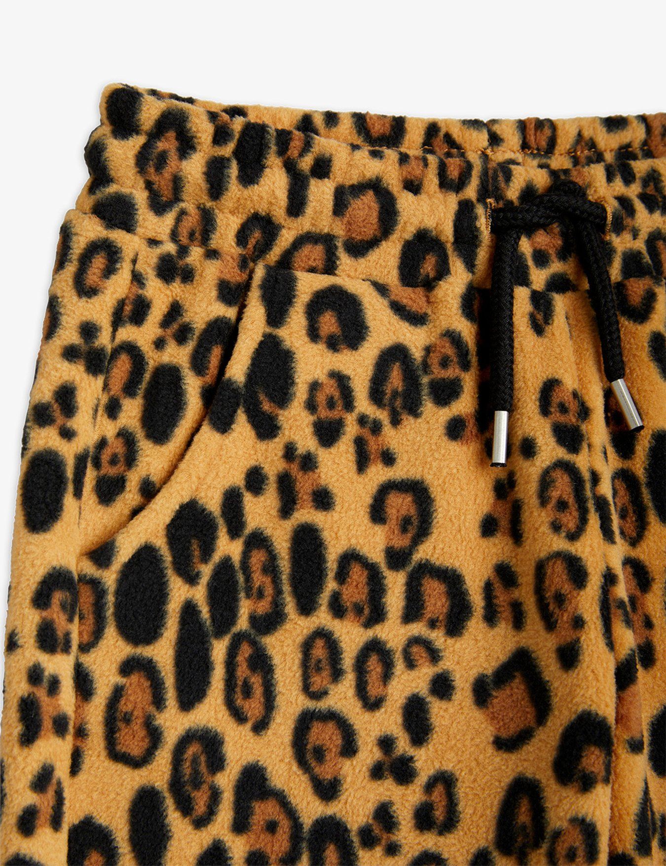Leopard Fleece Byxor, Beige - Mini Rodini