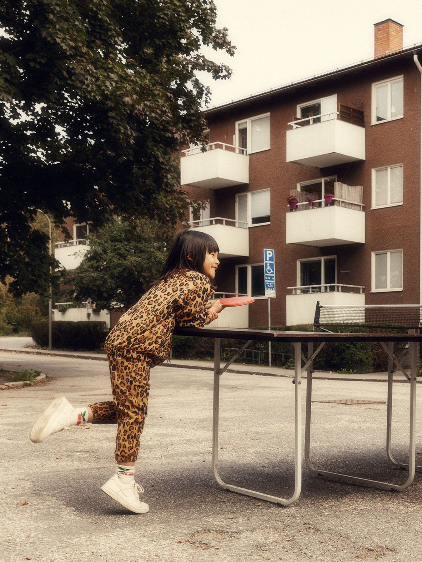 Leopard Fleece Byxor, Beige - Mini Rodini