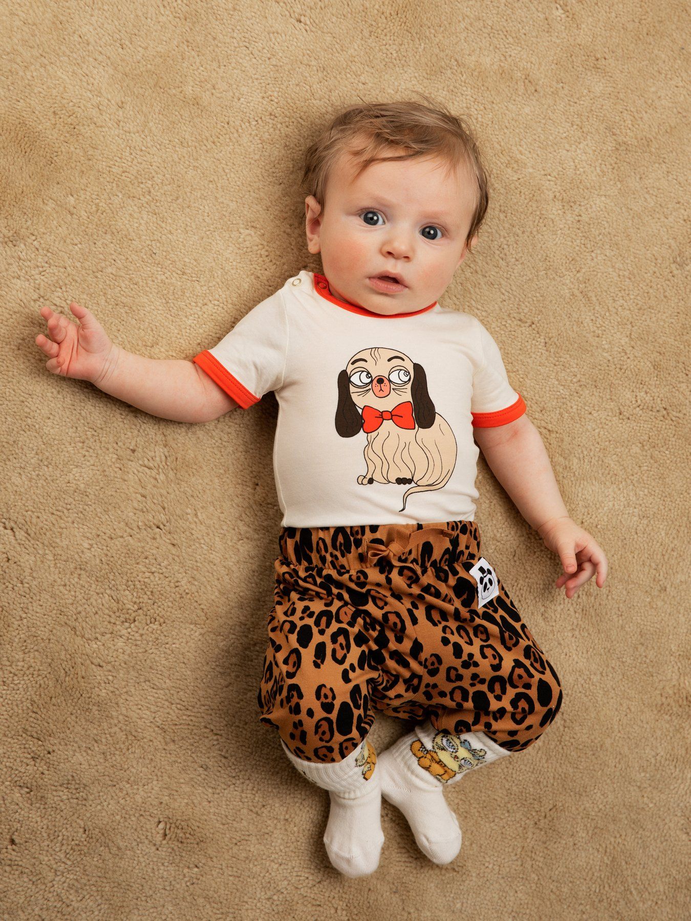 Basic Leopard Byxor, Beige - Mini Rodini