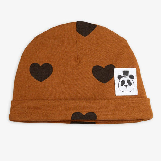 Babymössa, Basic Hearts Baby Beanie, Brun - Mini Rodini