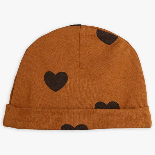 Babymössa, Basic Hearts Baby Beanie, Brun - Mini Rodini