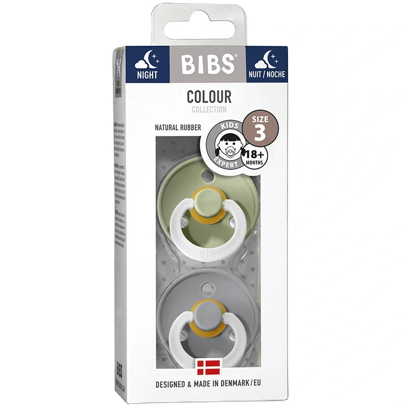 Nappar, 2-pack, Size 3, BIBS Colour Latex, Sage GLOW/Cloud GLOW