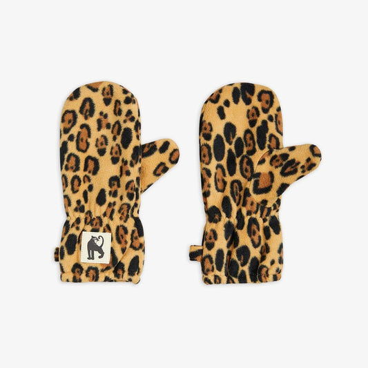 Basic leopard fleece mittens Leopard