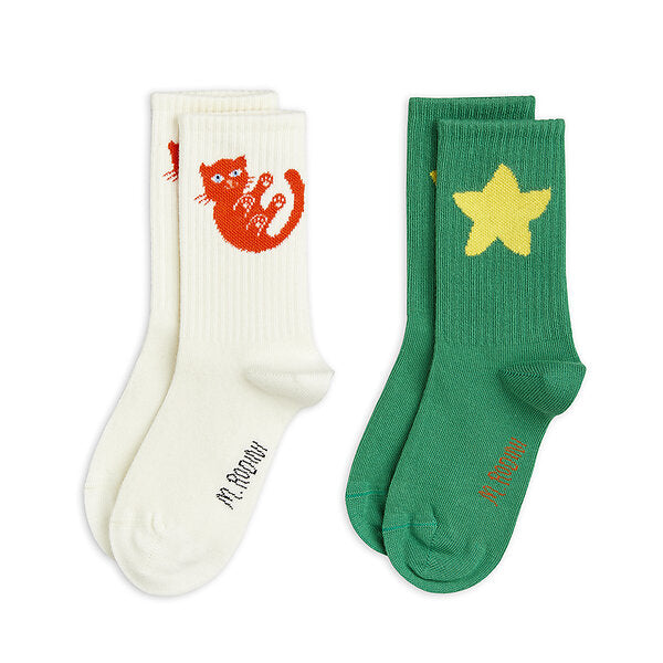 Baby cat socks 2-pack Multi