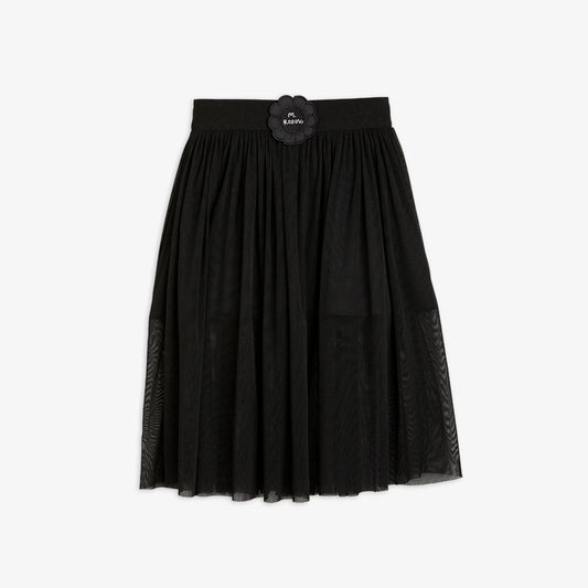 Bat Flower Tulle Skirt, Black