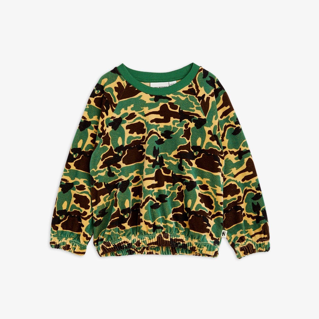 Camo aop velour sweatshirt Green