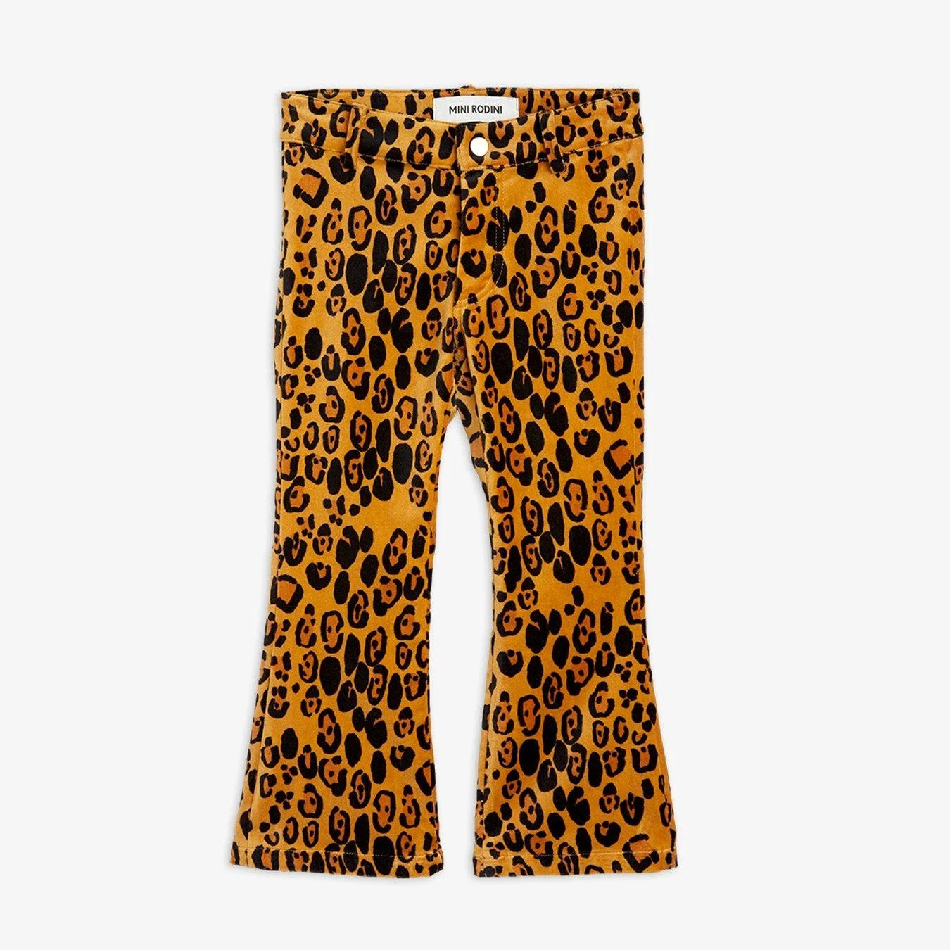 Leopard AOP Velvet Flared Trousers, Brown