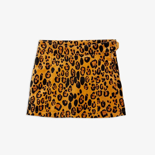 Leopard AOP Velvet Skirt, Brown