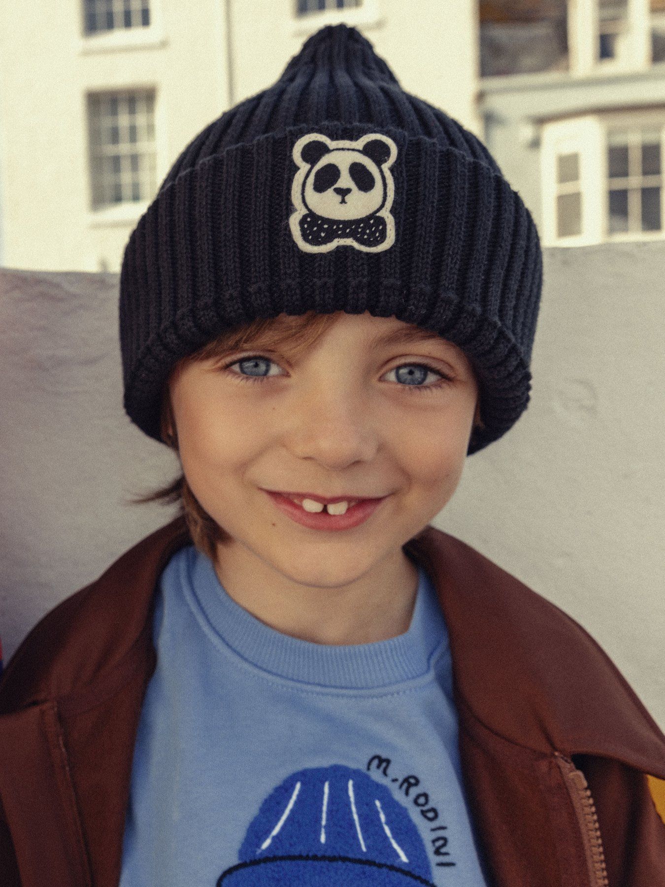Barnmössa, Panda Beanie, Svart - Mini Rodini