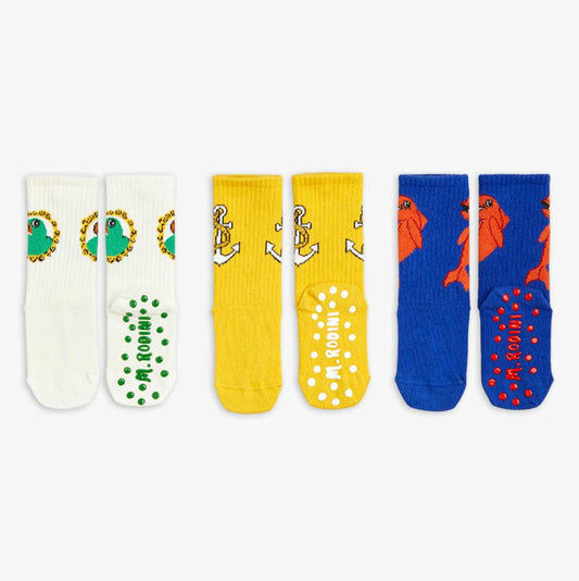 Dolphin 3-pack Anti-Slip Socks, Multi - Mini Rodini
