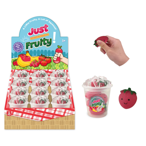 Squishy, Stretchy Små Jordgubbar i Burk - Suntoy