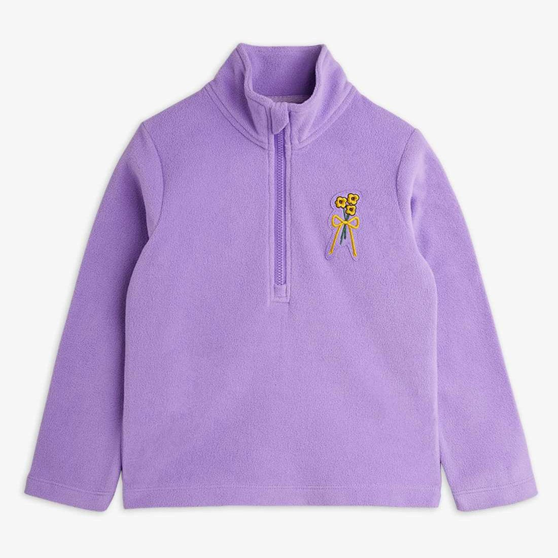Winter Flowers Micro Fleece Zip Ls Tee, Lila - Mini Rodini