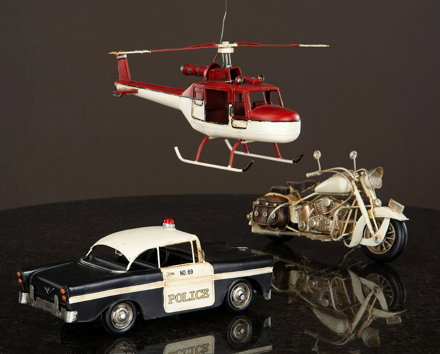 Helikopter Röd/Vit, Metall - A Lot Decoration