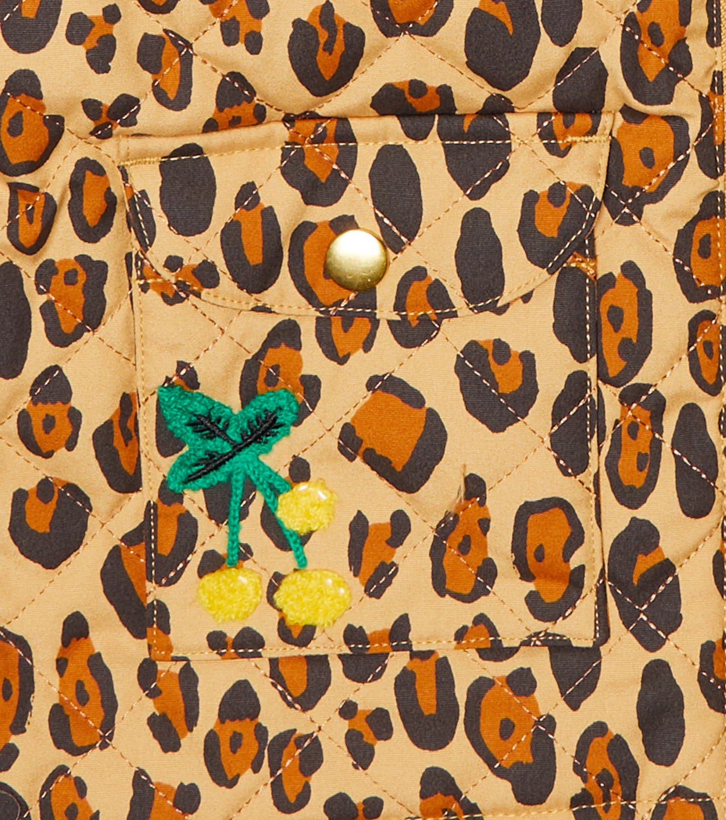 Leopard Quilted Jacket, Brun, Strl 140/146 - Mini Rodini