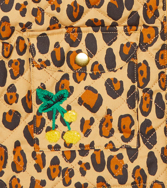 Leopard Quilted Jacket, Brun, Strl 140/146 - Mini Rodini