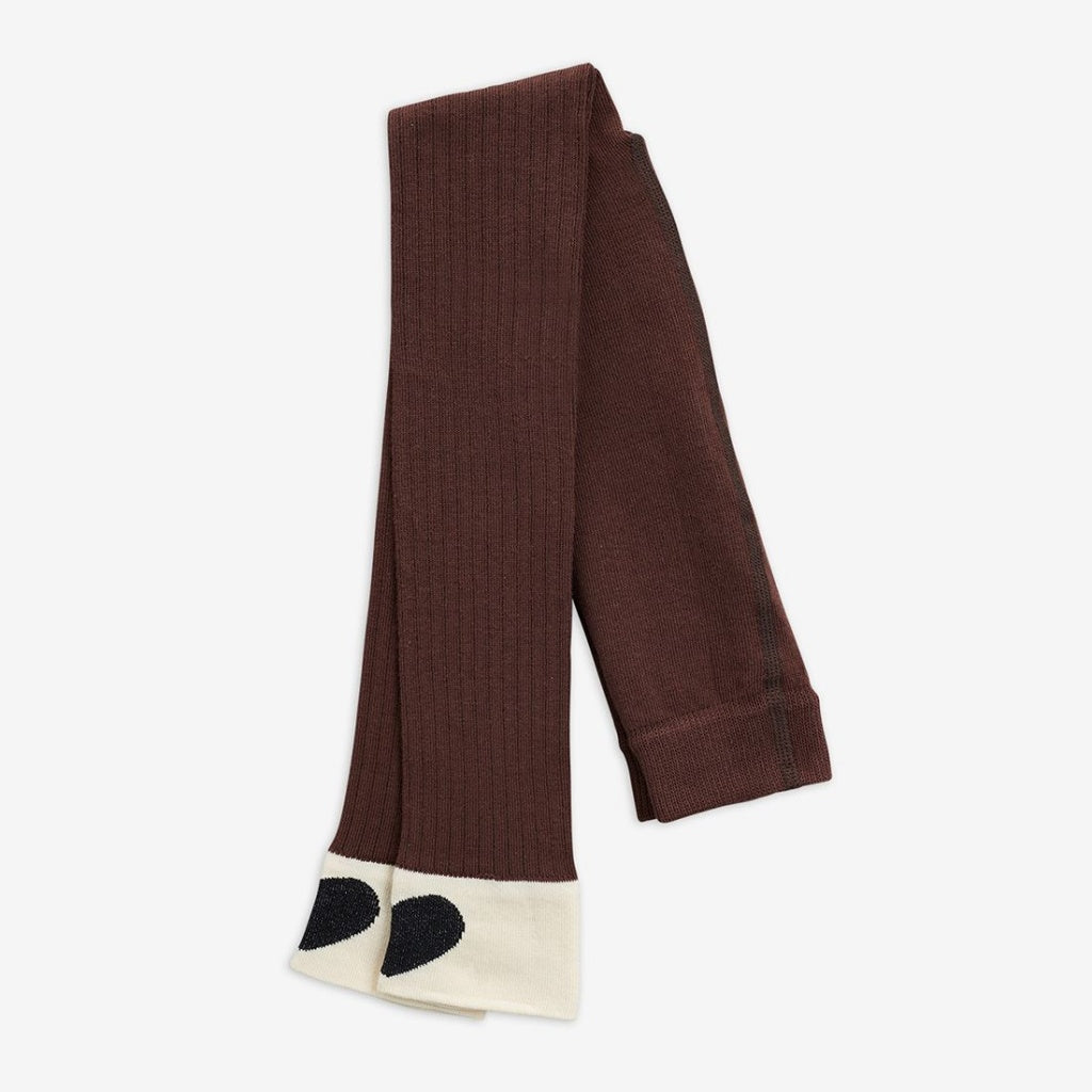 Ribbed heart leggings brown