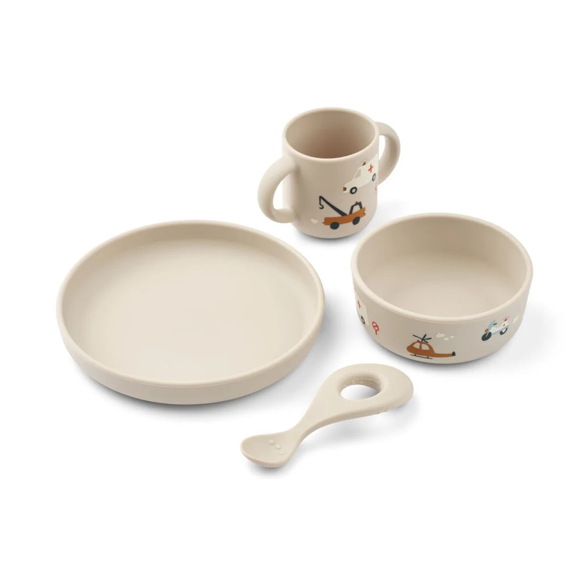 Vivi Printed Tableware Set, Emergency Vehicle / Sandy