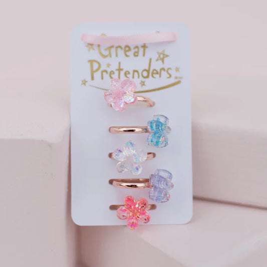 Ringar 5-pack, Boutique Shimmer Flower Rings - Great Pretenders