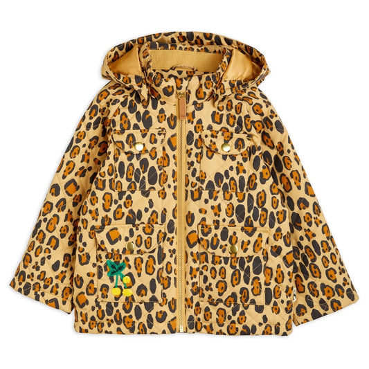 Leopard Quilted Jacket, Brun, Strl 140/146 - Mini Rodini