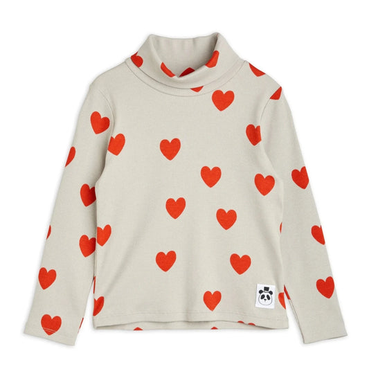 Hearts AOP Turtleneck LS Tee, Grey