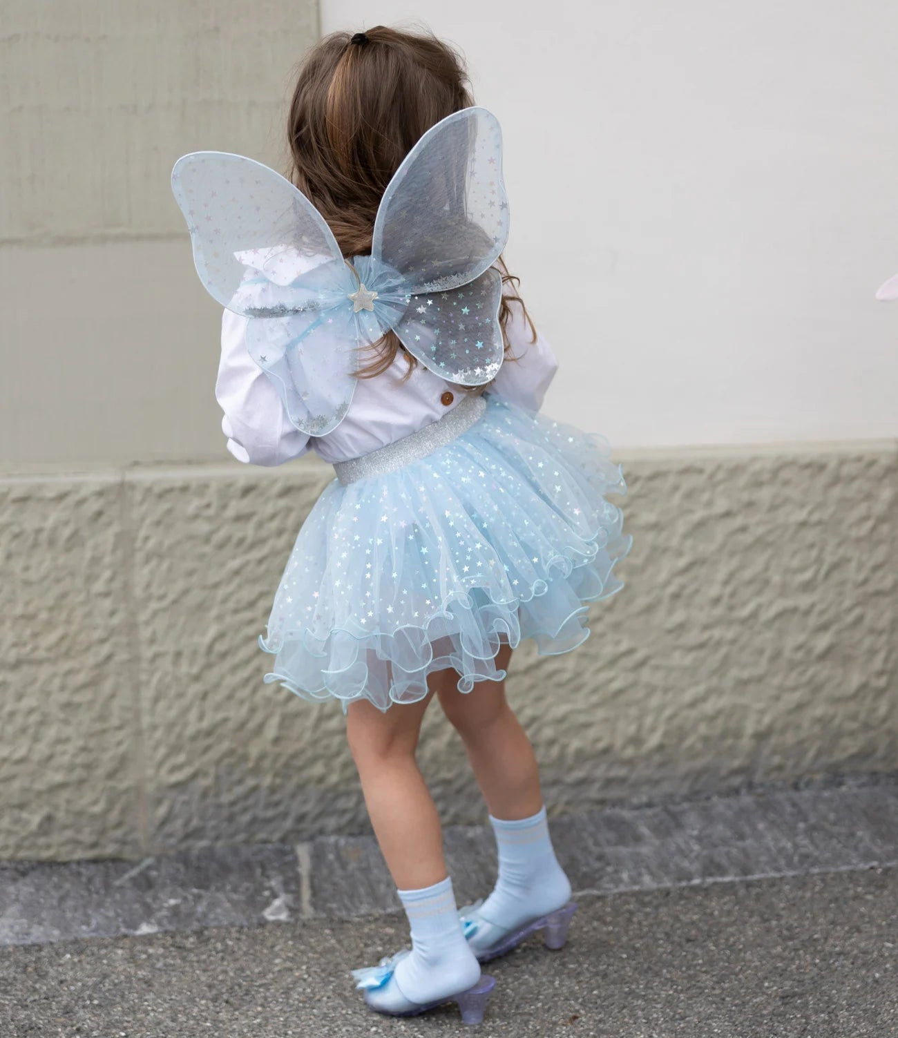 Blå Celestial Alv Tutu med Vingar och Trollstav, 4-6 år - Great Pretenders