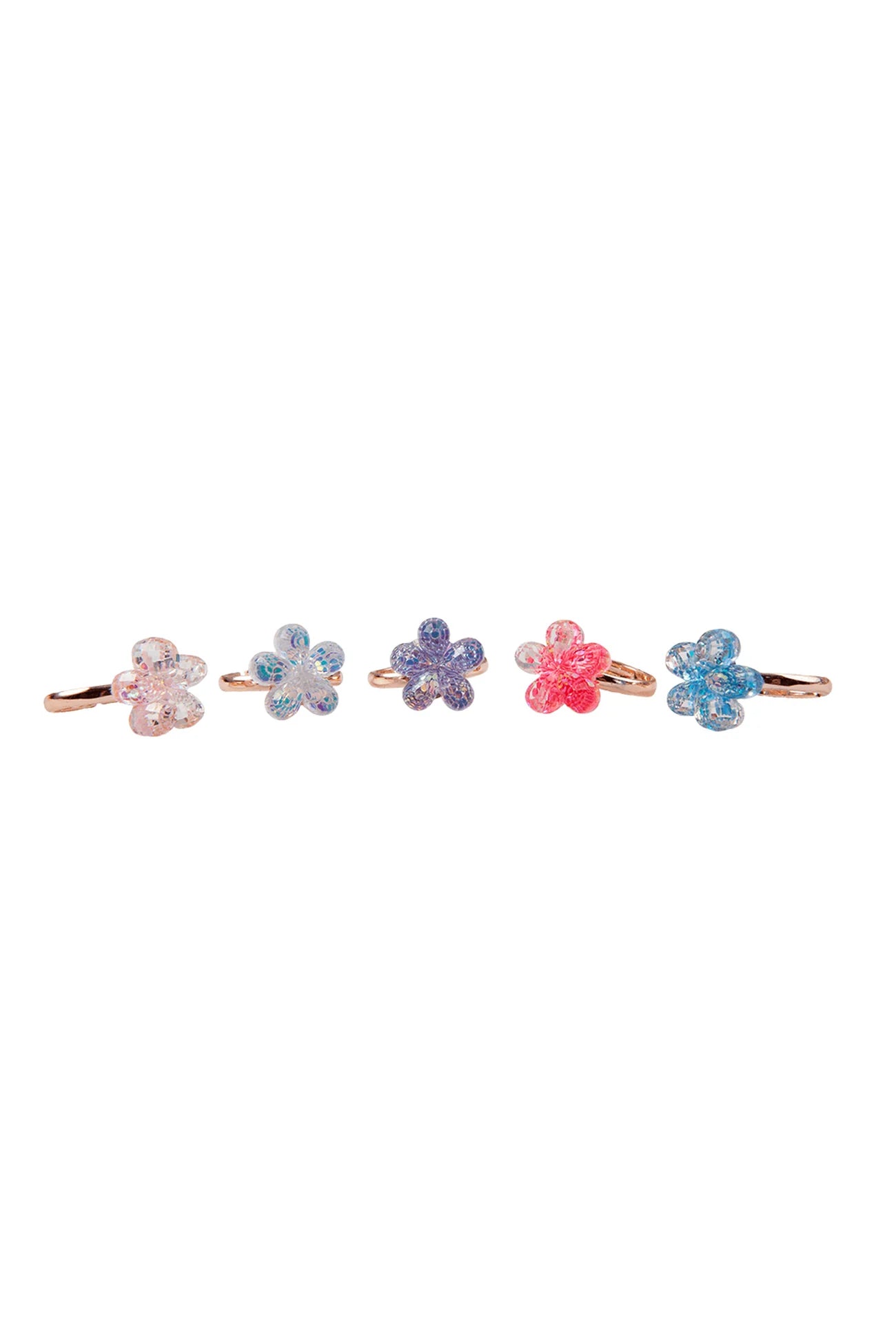 Boutique Shimmer Flower Rings, 5-Pack