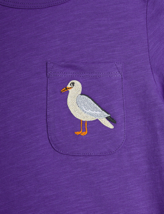 Seagull T-shirt med ficka, Lila - Mini Rodini