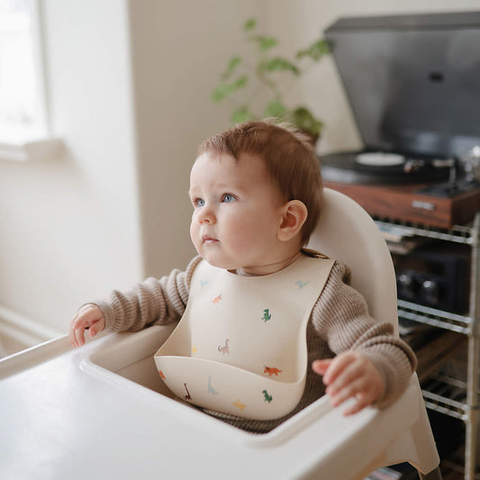 Haklapp, Dinosaurs Silicone Baby Bib - Mushie