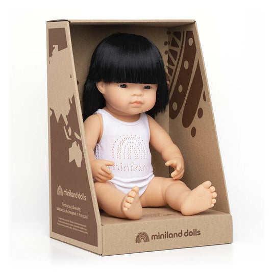 Baby Doll 38 cm, Asiat, Svarthårig - Miniland