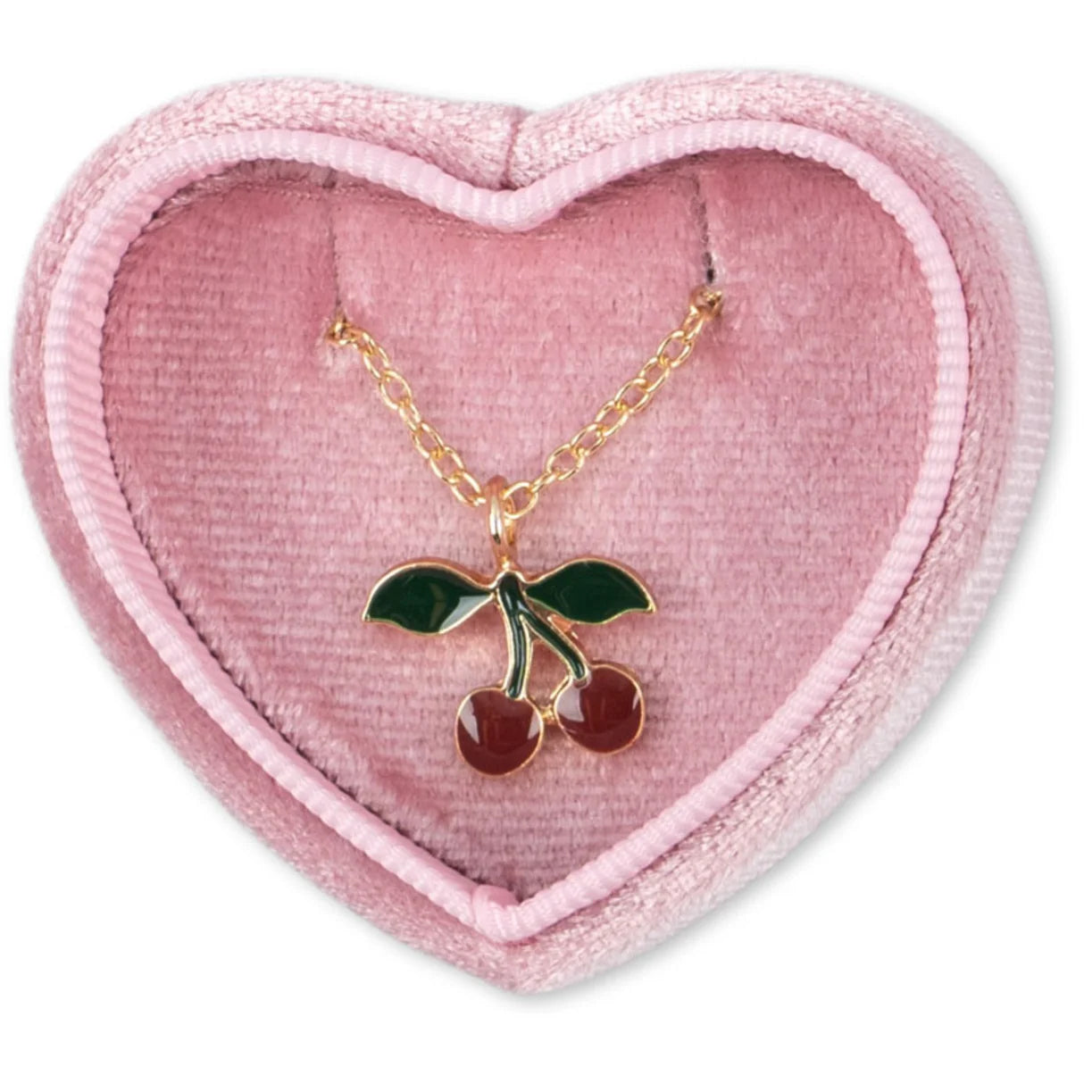 Sammetsbox med Körsbärs Halsband, Rosa - Konges Slöjd