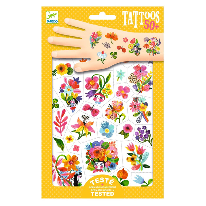 Barntatueringar, Temporära Tatueringar, Akvarellblommor - Djeco