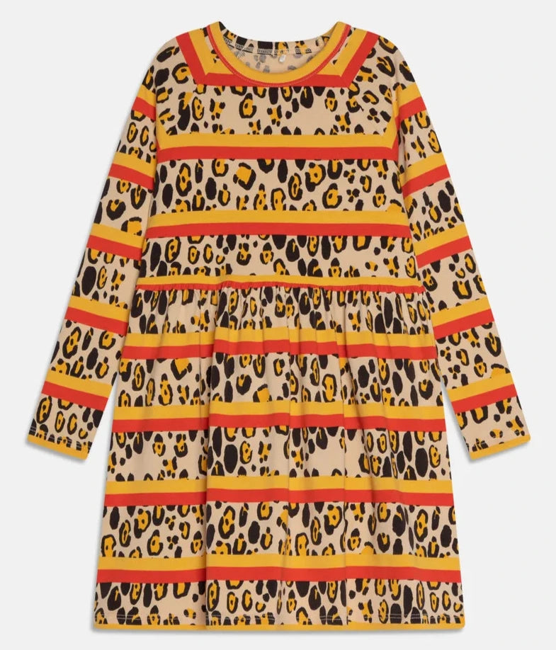 Leopard Stripe AOP LS Dress