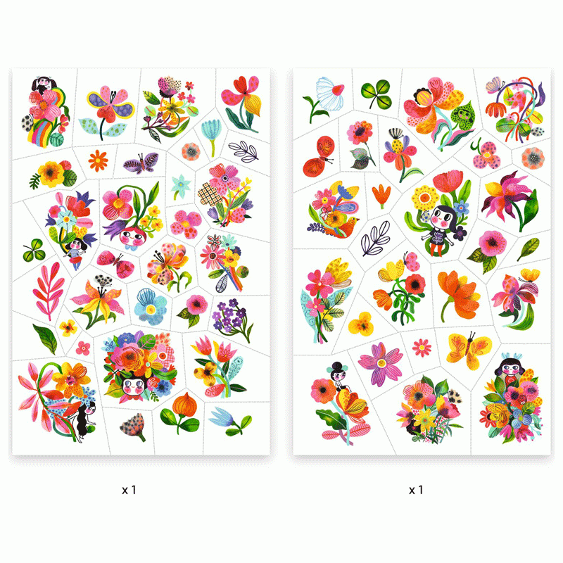 Barntatueringar, Temporära Tatueringar, Akvarellblommor - Djeco