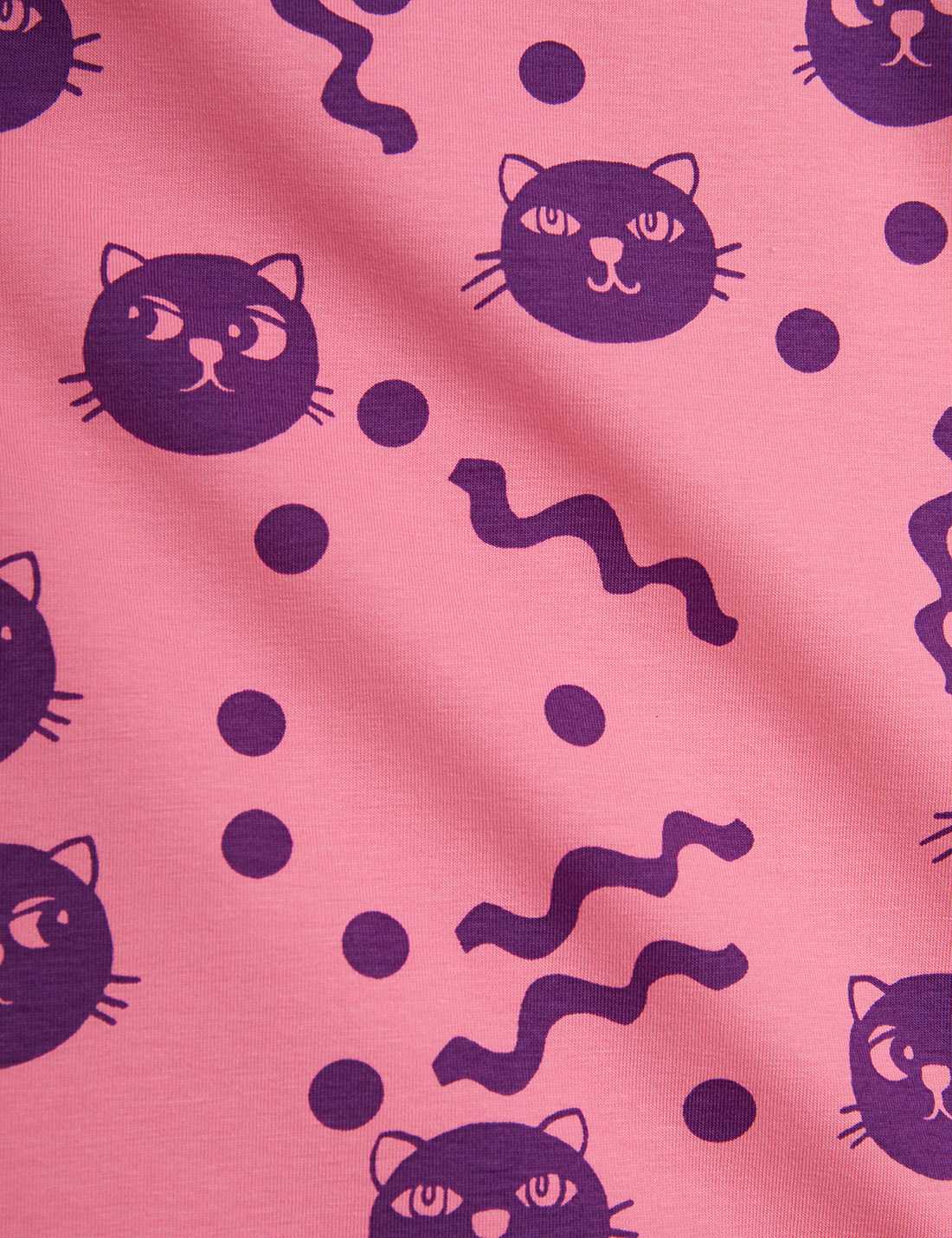 Squiggly Cats AOP SS Tee, Pink