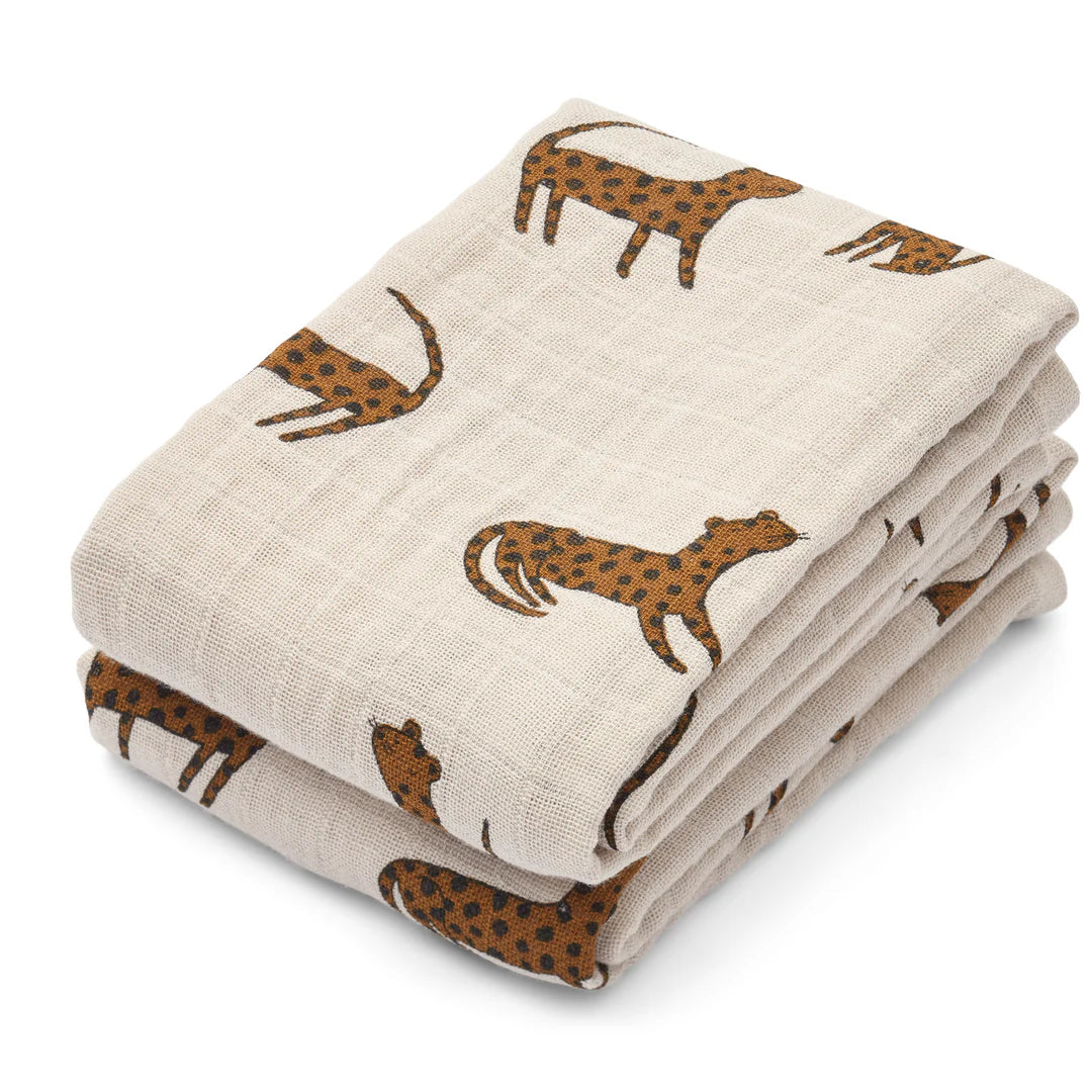 Muslin Cloth 2-Pack, Leopard Sandy