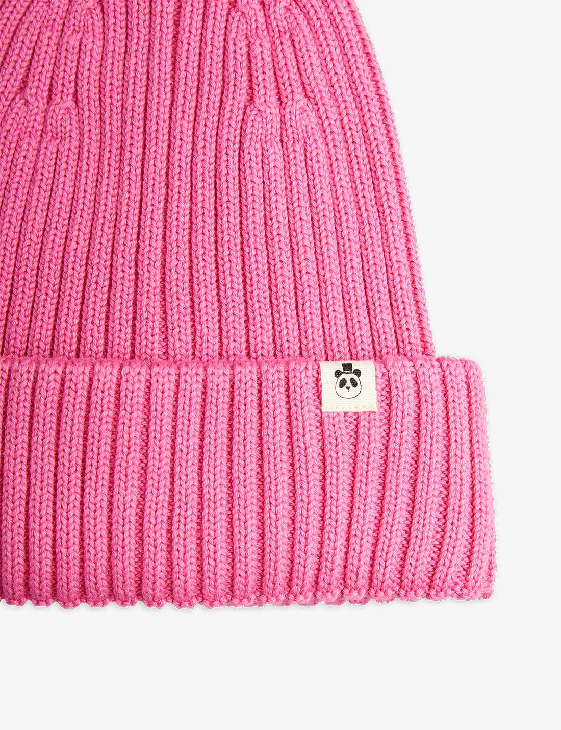 Knitted Rib Fold Up Hat, Pink