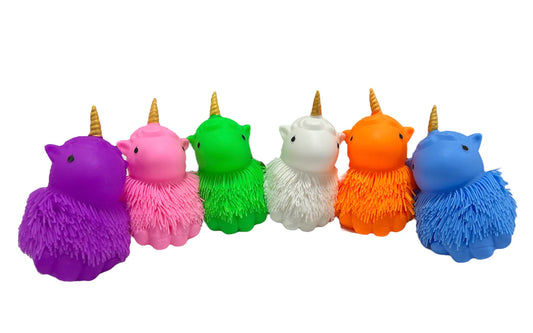 Klämleksak, Puffer Bushy Hair Enhörning, Olika färger - Robetoy