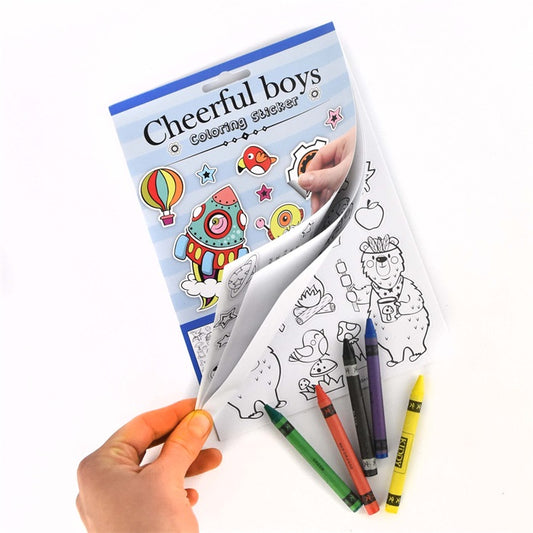 Stickers, Målarbok 6 sidor, Blå 23x16cm - Robetoy