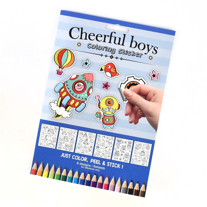 Stickers, Målarbok 6 sidor, Blå 23x16cm - Robetoy