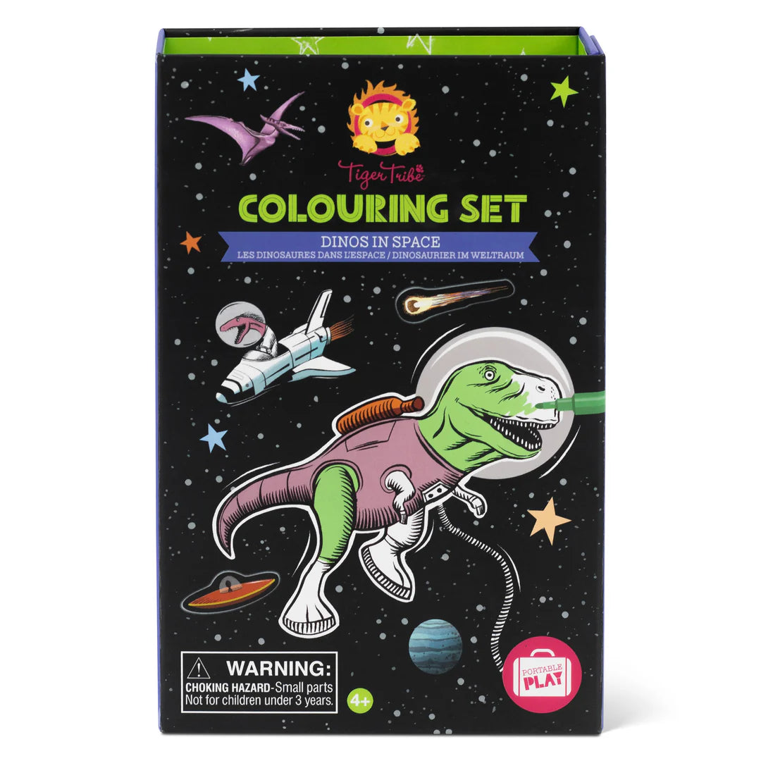 Målarset, Colouring Set, Dinos In Space - Tiger Tribe