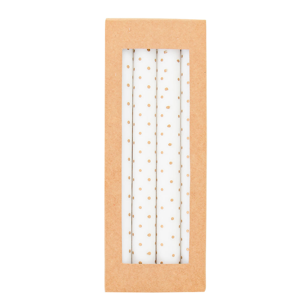 MINIDOT Ljus 4-pack 23 cm, Prickig Vit/Guld - Afroart