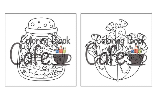 Tiny Gardens, Målarbok - Coloring Book Cafe