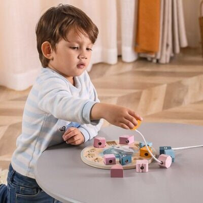 Klocka i trä med avtagbara klossar i trä med siffror - Polar B